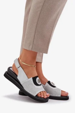 Damskie Boto Sandały Damskie Na Koturnie Srebrne Isnnoria