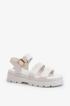 Damskie Boto Sandały Damskie Na Masywnej Podeszwie Białe Nicarda