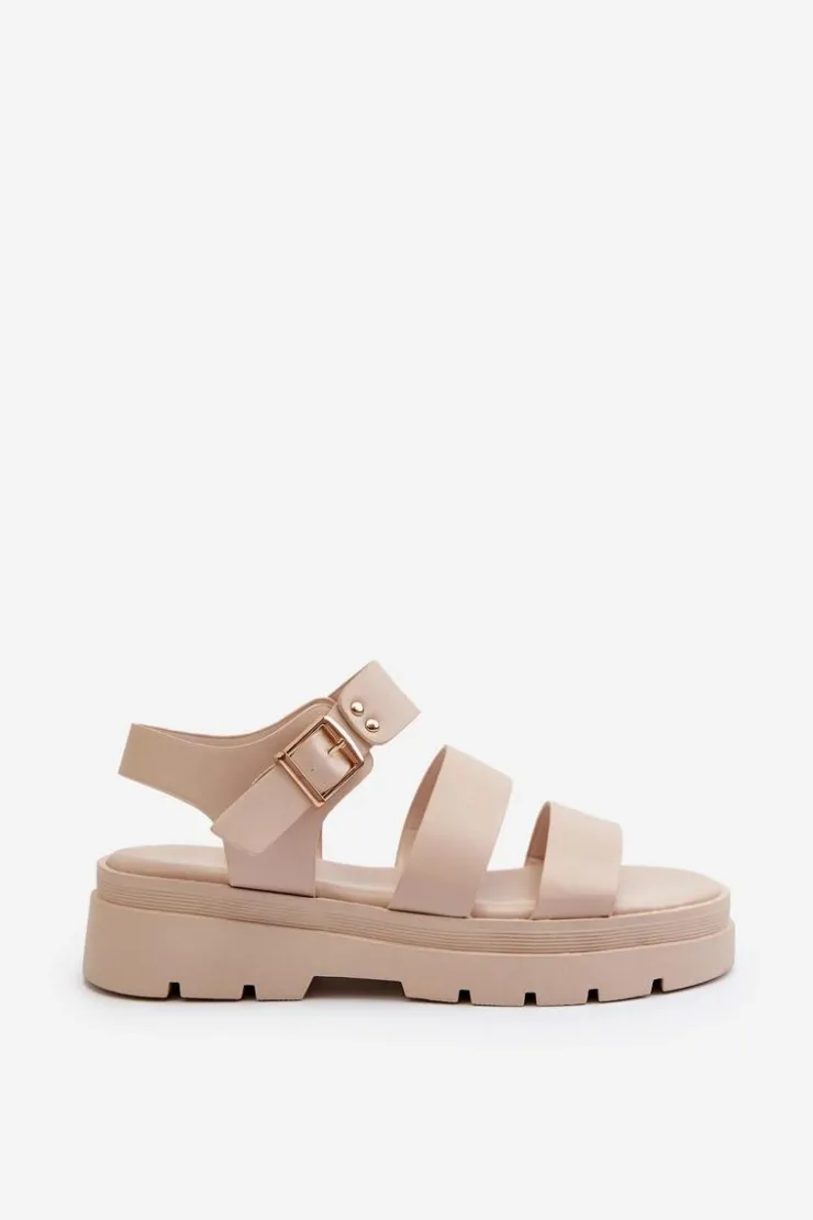 New Boto Sandały Damskie Na Masywnej Podeszwie Beżowe Nicarda