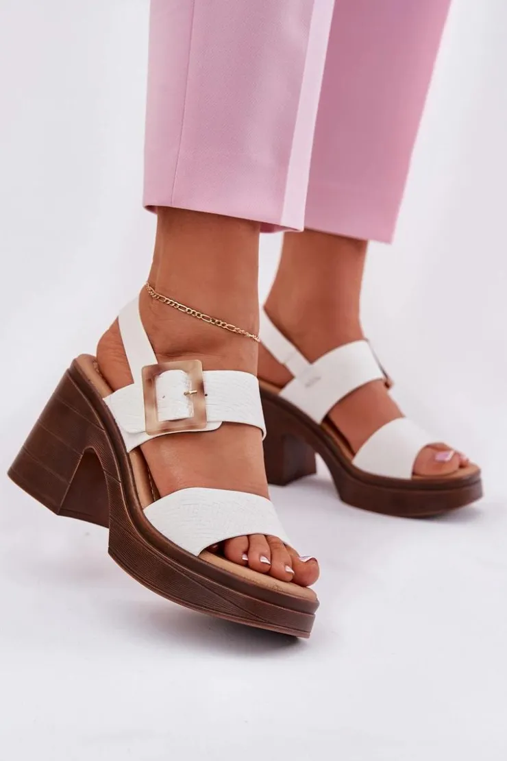 Buty damskie Vinceza Sandały Na Obcasie*Sandały Damskie Na Masywnym Obcasie I Platformie Vinceza 17387 Białe Biały