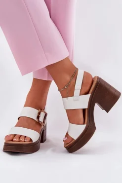 Buty damskie Vinceza Sandały Na Obcasie*Sandały Damskie Na Masywnym Obcasie I Platformie Vinceza 17387 Białe Biały