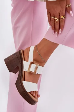 Buty damskie Vinceza Sandały Na Obcasie*Sandały Damskie Na Masywnym Obcasie I Platformie Vinceza 17387 Białe Biały