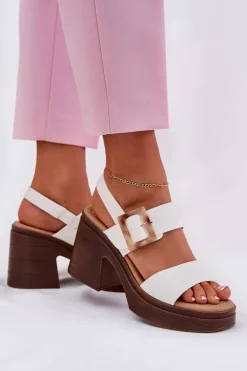 Buty damskie Vinceza Sandały Na Obcasie*Sandały Damskie Na Masywnym Obcasie I Platformie Vinceza 17387 Białe Biały