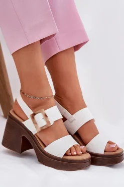 Buty damskie Vinceza Sandały Na Obcasie*Sandały Damskie Na Masywnym Obcasie I Platformie Vinceza 17387 Białe Biały