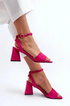 Buty damskie Vinceza Sandały Damskie Na Obcasie Z Eko Zamszu Vinceza 17328 Fuksja Różowy