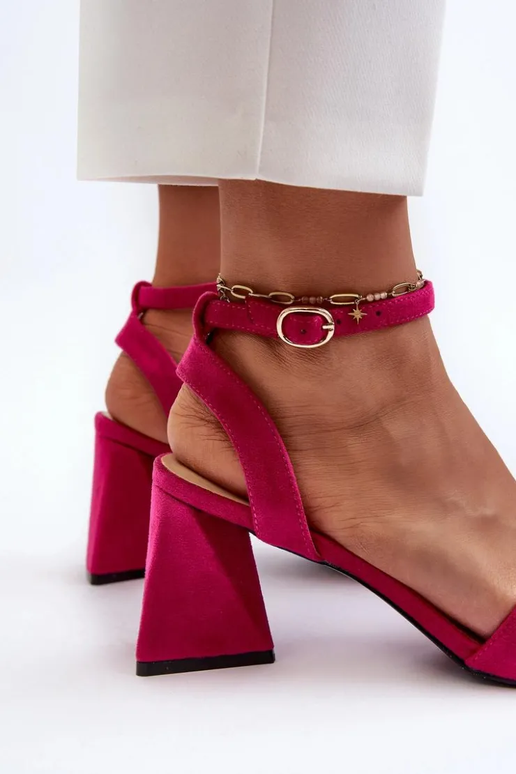 Buty damskie Vinceza Sandały Damskie Na Obcasie Z Eko Zamszu Vinceza 17328 Fuksja Różowy