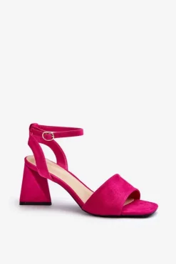 Buty damskie Vinceza Sandały Damskie Na Obcasie Z Eko Zamszu Vinceza 17328 Fuksja Różowy