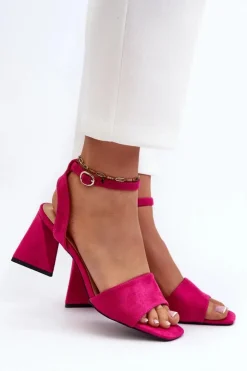 Buty damskie Vinceza Sandały Damskie Na Obcasie Z Eko Zamszu Vinceza 17328 Fuksja Różowy