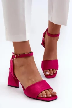 Buty damskie Vinceza Sandały Damskie Na Obcasie Z Eko Zamszu Vinceza 17328 Fuksja Różowy