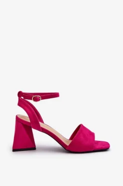 Buty damskie Vinceza Sandały Damskie Na Obcasie Z Eko Zamszu Vinceza 17328 Fuksja Różowy