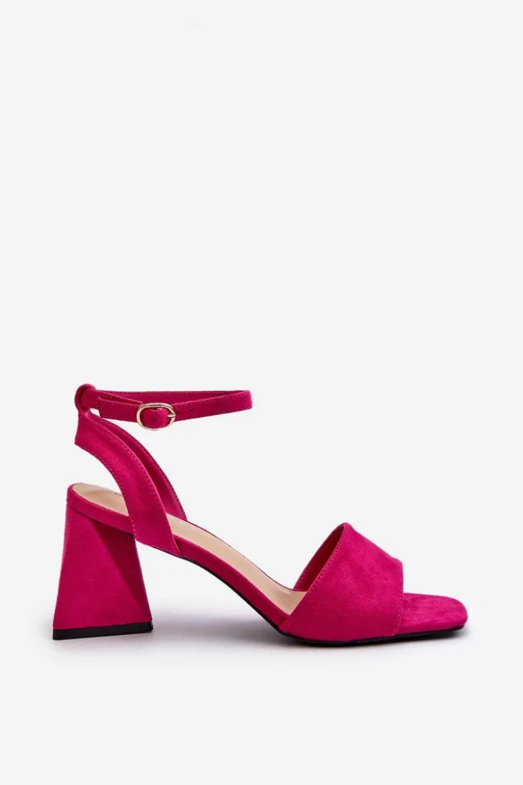 Buty damskie Vinceza Sandały Damskie Na Obcasie Z Eko Zamszu Vinceza 17328 Fuksja Różowy