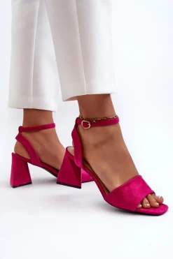 Buty damskie Vinceza Sandały Damskie Na Obcasie Z Eko Zamszu Vinceza 17328 Fuksja Różowy