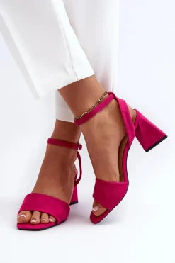 Buty damskie Vinceza Sandały Damskie Na Obcasie Z Eko Zamszu Vinceza 17328 Fuksja Różowy