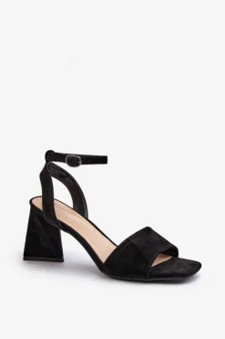 Damskie Buty damskie Vinceza Sandały Damskie Na Obcasie Z Eko Zamszu Vinceza 17328 Czarne