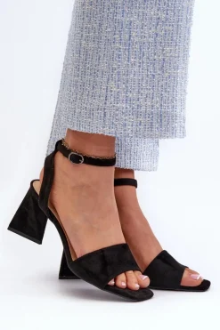 Damskie Buty damskie Vinceza Sandały Damskie Na Obcasie Z Eko Zamszu Vinceza 17328 Czarne