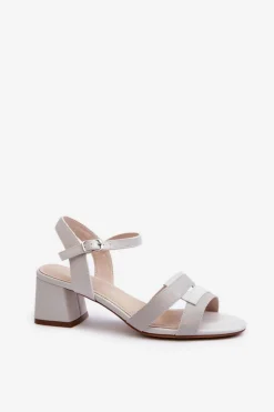 Buty Sergio Leone Sandały Na Obcasie*Sandały Damskie Na Obcasie Z Eko Skóry Sergio Leone SK894 Szare Szary