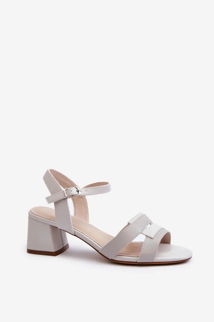 Buty Sergio Leone Sandały Na Obcasie*Sandały Damskie Na Obcasie Z Eko Skóry Sergio Leone SK894 Szare Szary