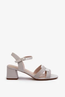 Buty Sergio Leone Sandały Na Obcasie*Sandały Damskie Na Obcasie Z Eko Skóry Sergio Leone SK894 Szare Szary