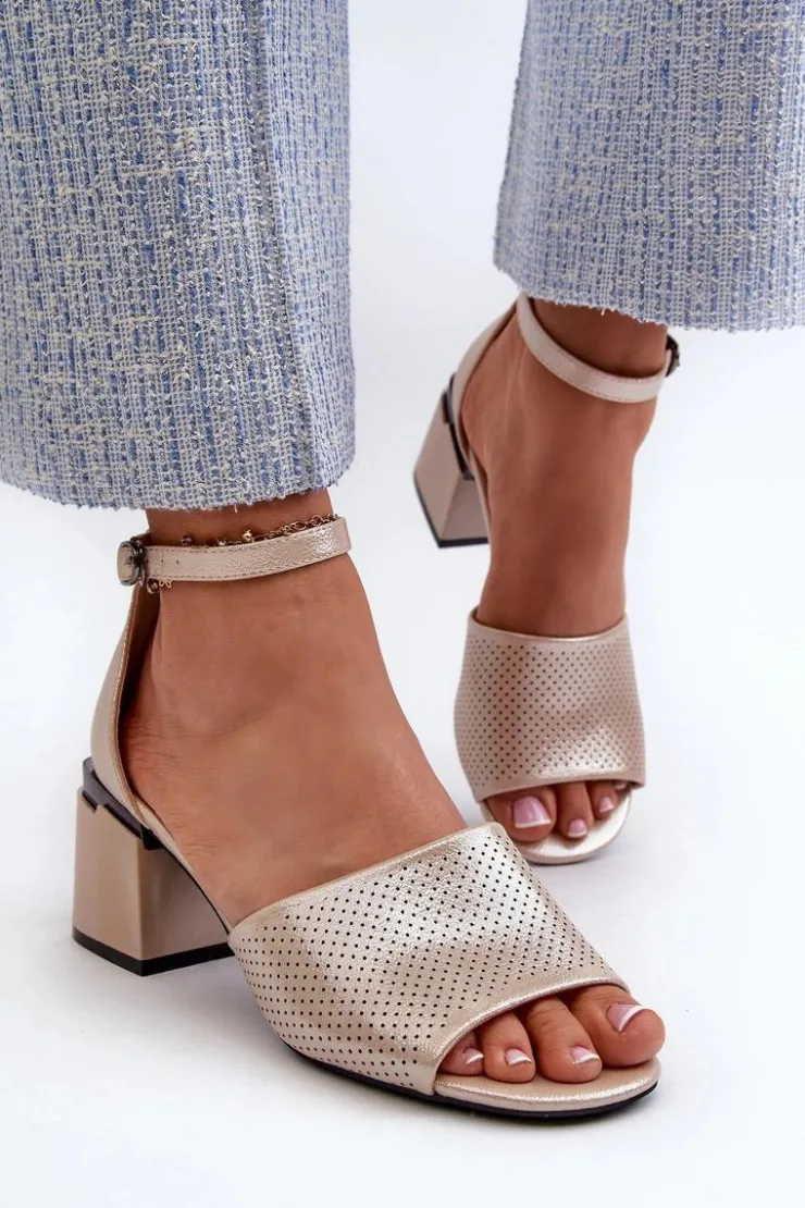 Best Buty damskie Vinceza Sandały Damskie Na Obcasie Z Eko Skóry Złote Horissa