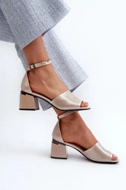 Best Buty damskie Vinceza Sandały Damskie Na Obcasie Z Eko Skóry Złote Horissa