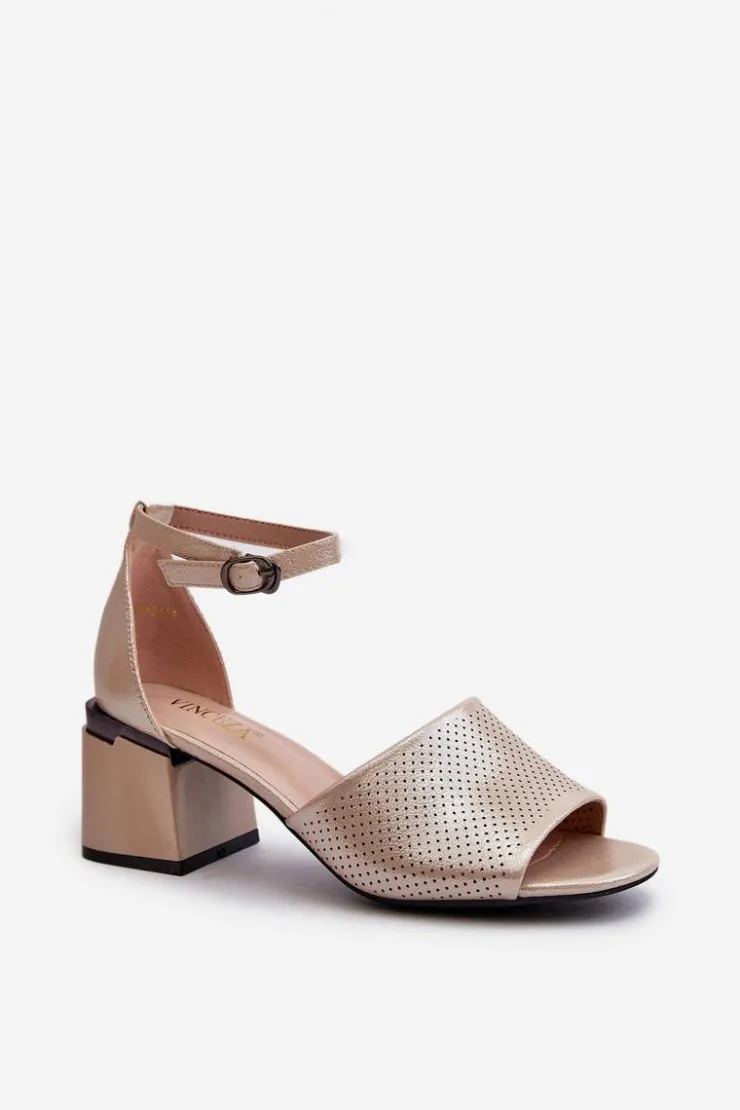 Best Buty damskie Vinceza Sandały Damskie Na Obcasie Z Eko Skóry Złote Horissa