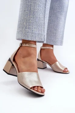 Best Buty damskie Vinceza Sandały Damskie Na Obcasie Z Eko Skóry Złote Horissa