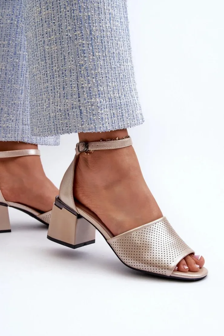 Best Buty damskie Vinceza Sandały Damskie Na Obcasie Z Eko Skóry Złote Horissa