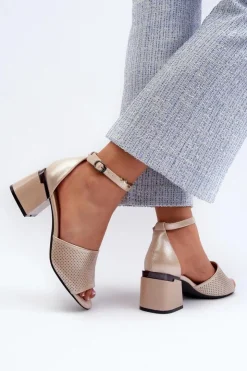 Best Buty damskie Vinceza Sandały Damskie Na Obcasie Z Eko Skóry Złote Horissa