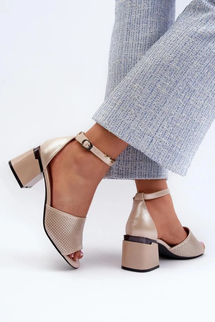 Best Buty damskie Vinceza Sandały Damskie Na Obcasie Z Eko Skóry Złote Horissa