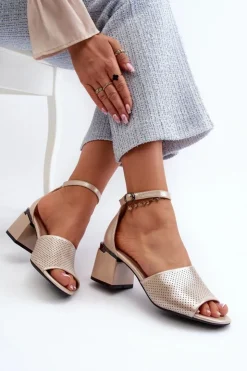 Best Buty damskie Vinceza Sandały Damskie Na Obcasie Z Eko Skóry Złote Horissa