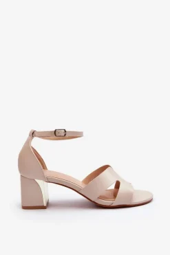 Boto Sandały Na Obcasie*Sandały Damskie Na Obcasie Klocku Beżowe Irivana