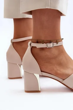 Boto Sandały Na Obcasie*Sandały Damskie Na Obcasie Klocku Beżowe Irivana