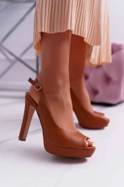 New Boto Sandały Damskie Na Obcasie Platformie Camel Lorajn