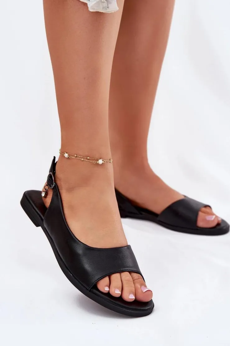 Evento Sandały Damskie Na Płaskim Obcasie Czarne Weanise Czarny