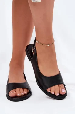 Evento Sandały Damskie Na Płaskim Obcasie Czarne Weanise Czarny