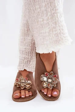 Damskie buty S.Barski Sandały Z Cholewką|Sandały Płaskie*Sandały Damskie Na Płaskim Obcasie Z Ozdobą S.Barski KV27-001 Ciemnobeżowe Beżowy