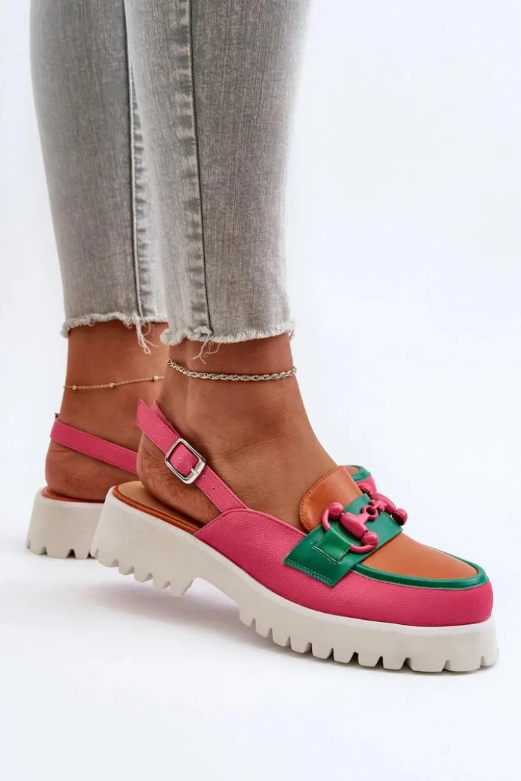 Damskie Damskie buty S.Barski Sandały Damskie Na Płaskim Obcasie Z Ozdobą Pomarańczowe D&A MR38-656