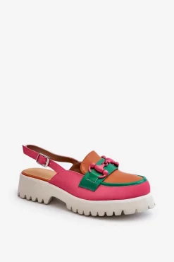 Damskie Damskie buty S.Barski Sandały Damskie Na Płaskim Obcasie Z Ozdobą Pomarańczowe D&A MR38-656