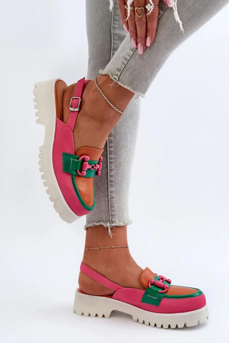 Damskie Damskie buty S.Barski Sandały Damskie Na Płaskim Obcasie Z Ozdobą Pomarańczowe D&A MR38-656