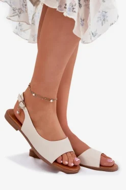 Damskie Evento Sandały Damskie Na Płaskim Obcasie Beżowe Weanise