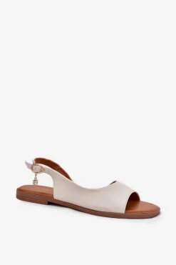 Damskie Evento Sandały Damskie Na Płaskim Obcasie Beżowe Weanise