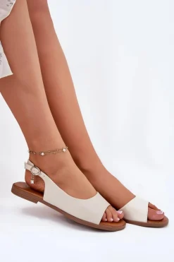 Damskie Evento Sandały Damskie Na Płaskim Obcasie Beżowe Weanise