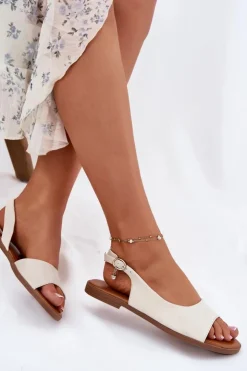 Damskie Evento Sandały Damskie Na Płaskim Obcasie Beżowe Weanise