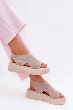 Damskie Boto Sandały Damskie Na Platformie Beżowe Kavira