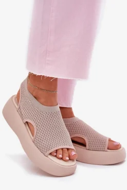 Damskie Boto Sandały Damskie Na Platformie Beżowe Kavira