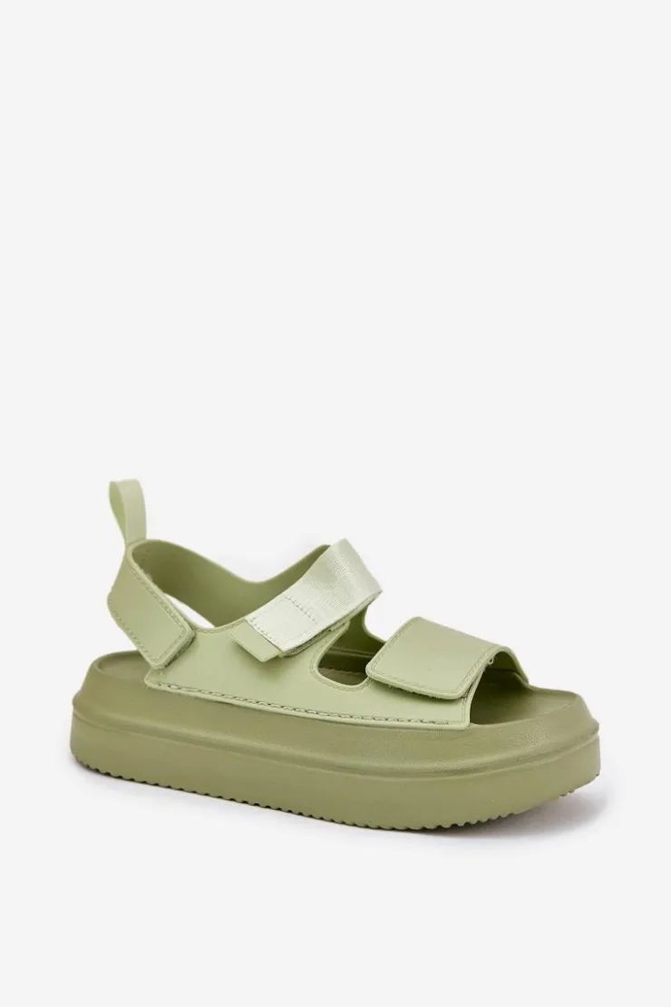 Damskie Boto Sandały Damskie Na Platformie Z Rzepami Zielone Nitepira