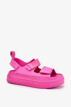 Damskie Boto Sandały Damskie Na Platformie Z Rzepami Fuksja Nitepira