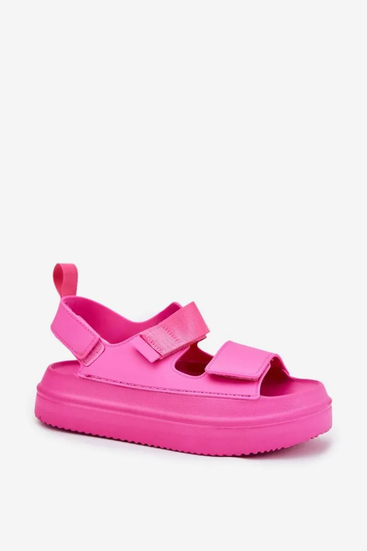 Damskie Boto Sandały Damskie Na Platformie Z Rzepami Fuksja Nitepira