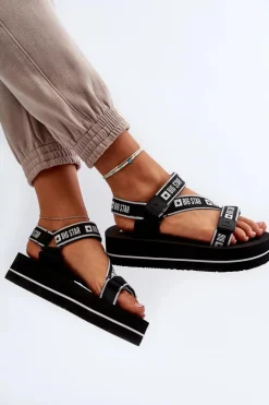 Damskie Big Star Shoes Sandały Damskie Na Platformie Big Star NN274A525 Czarne