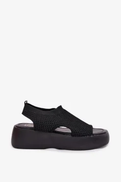 Sale Boto Sandały Damskie Na Platformie Czarne Kavira Czarny